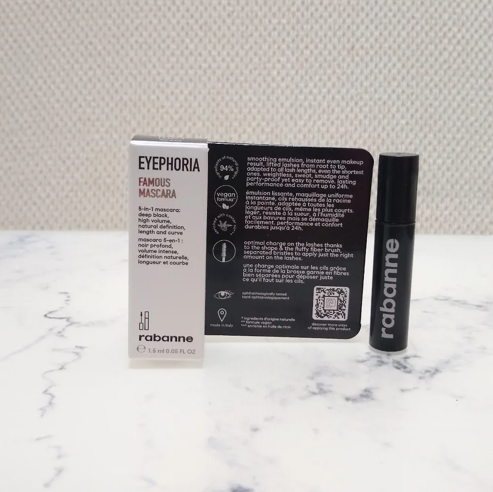 RABANNE Eyephoria Famous Mascara DEEP BLACK Mini Travel Sz .05oz/1.5ml